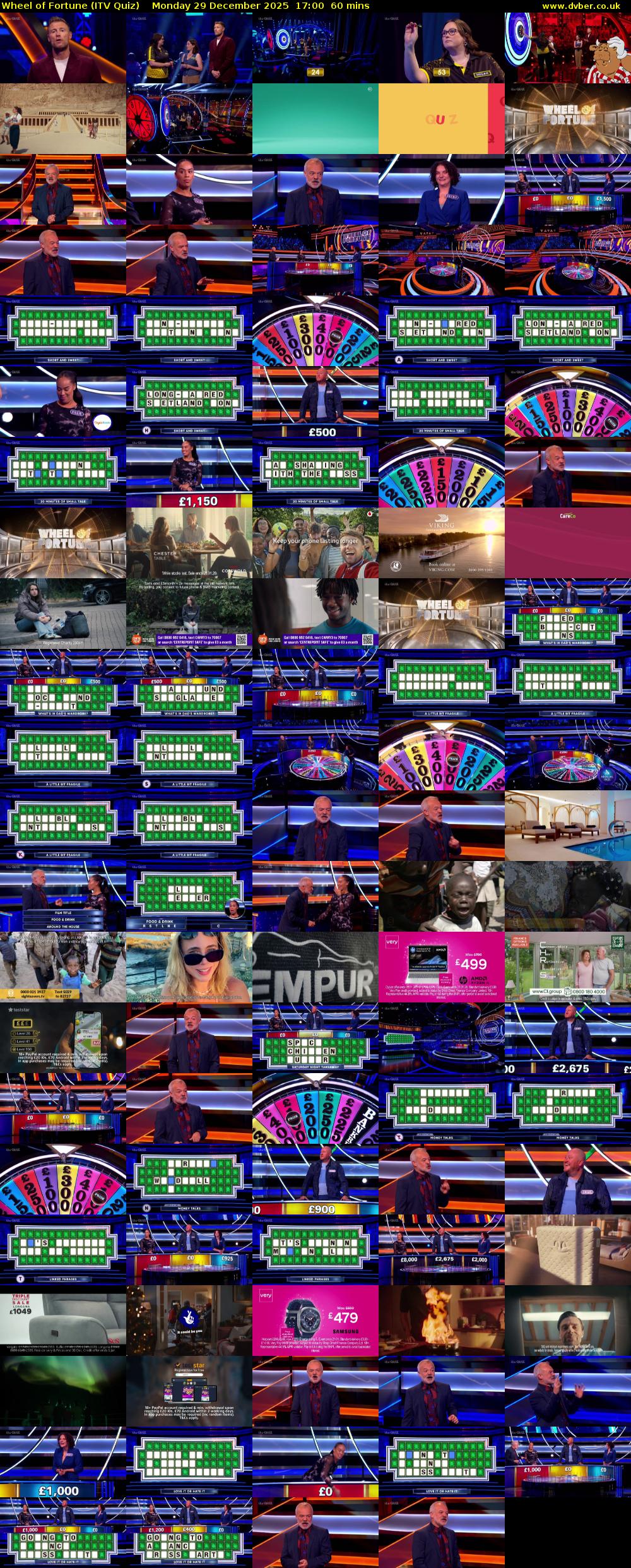Wheel of Fortune (ITV Quiz) Monday 29 December 2025 17:00 - 18:00