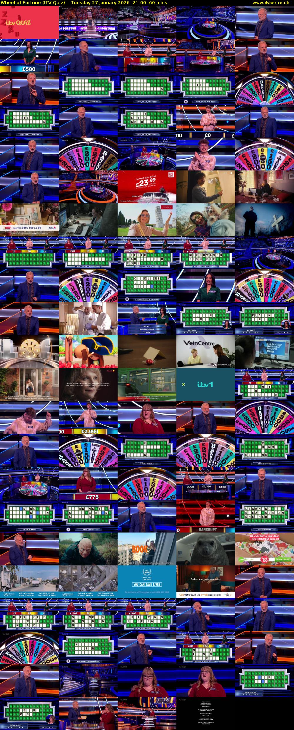 Wheel of Fortune (ITV Quiz) Tuesday 27 January 2026 21:00 - 22:00