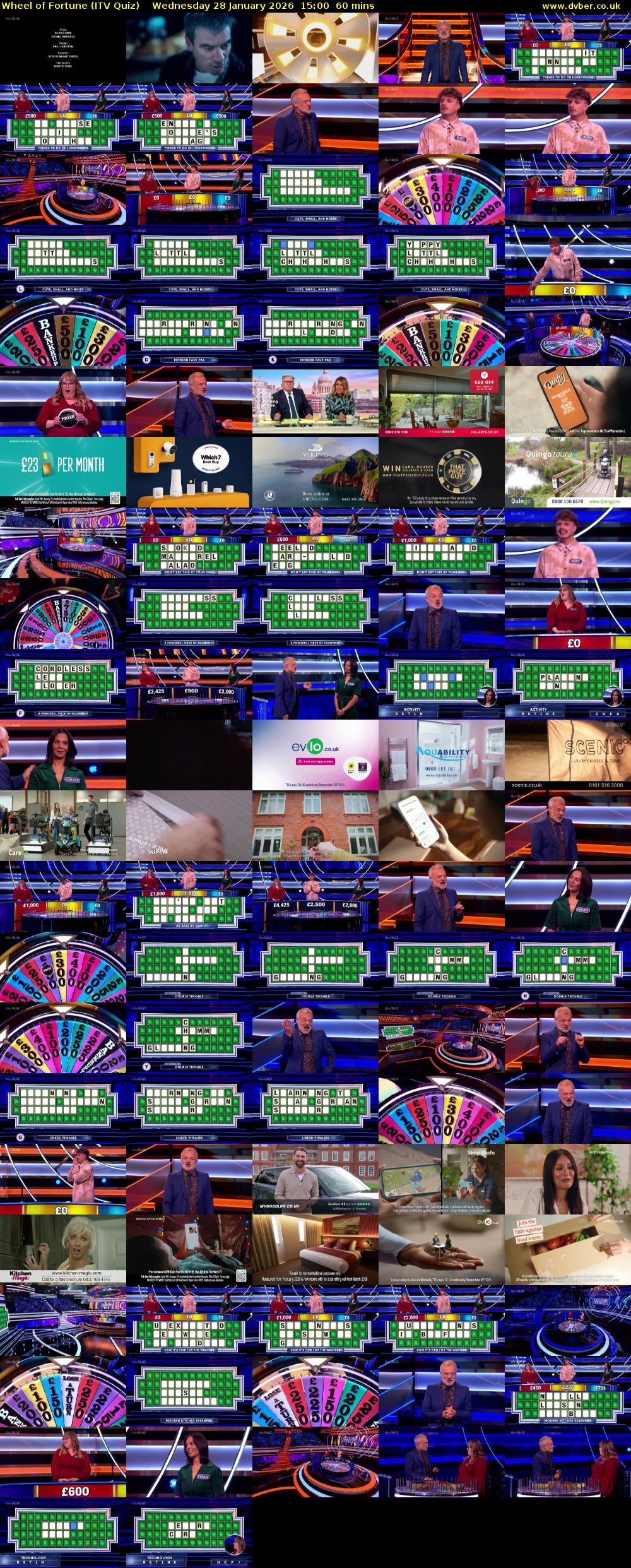 Wheel of Fortune (ITV Quiz) Wednesday 28 January 2026 15:00 - 16:00