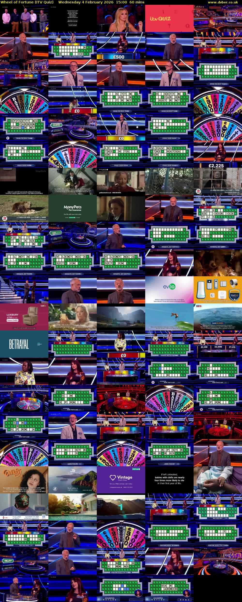 Wheel of Fortune (ITV Quiz) Wednesday 4 February 2026 15:00 - 16:00