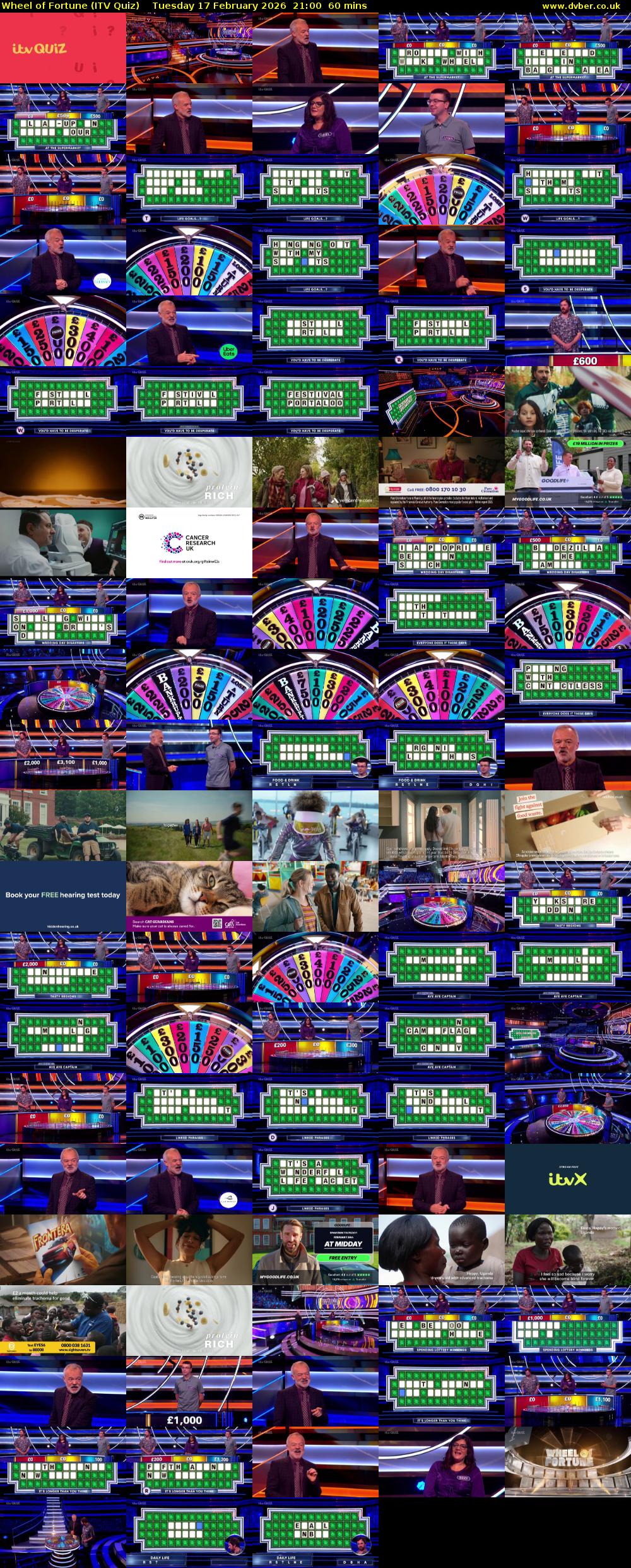 Wheel of Fortune (ITV Quiz) Tuesday 17 February 2026 21:00 - 22:00