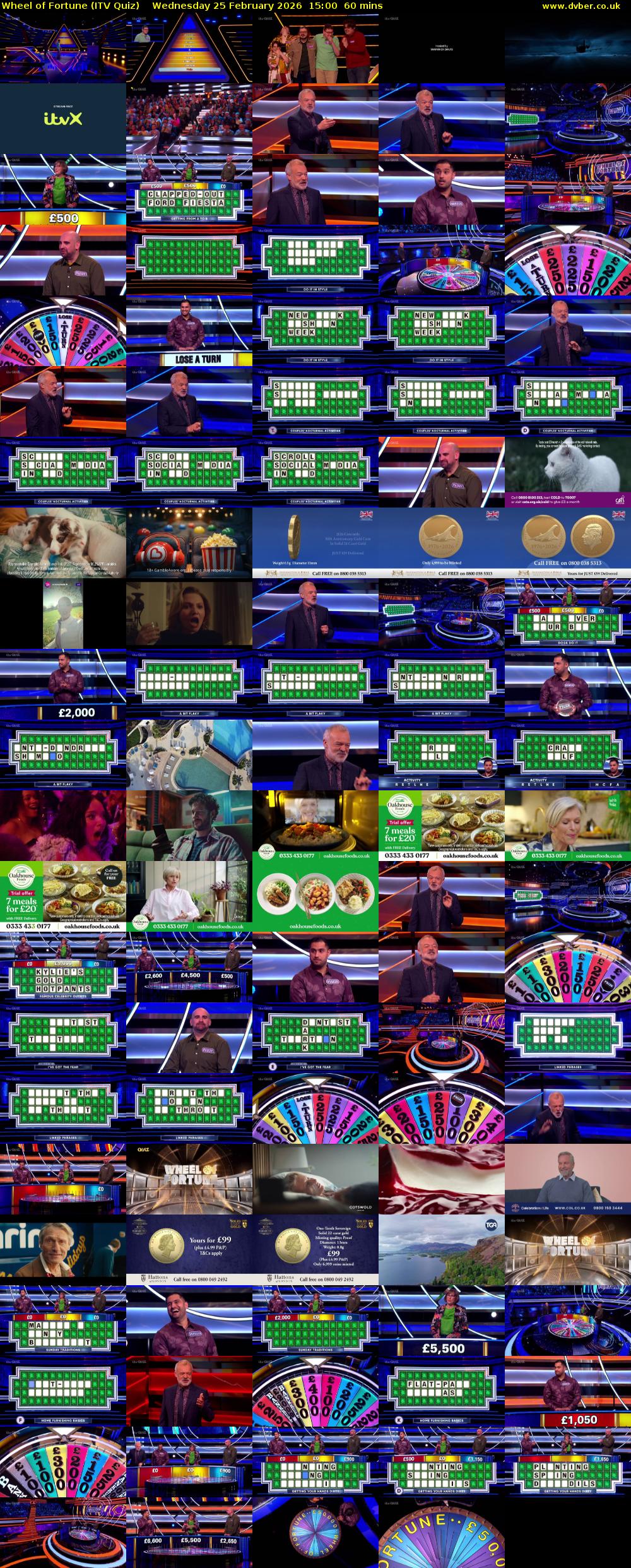 Wheel of Fortune (ITV Quiz) Wednesday 25 February 2026 15:00 - 16:00