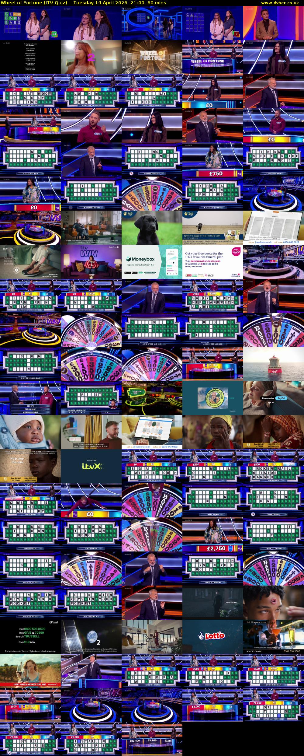Wheel of Fortune (ITV Quiz) Tuesday 14 April 2026 21:00 - 22:00