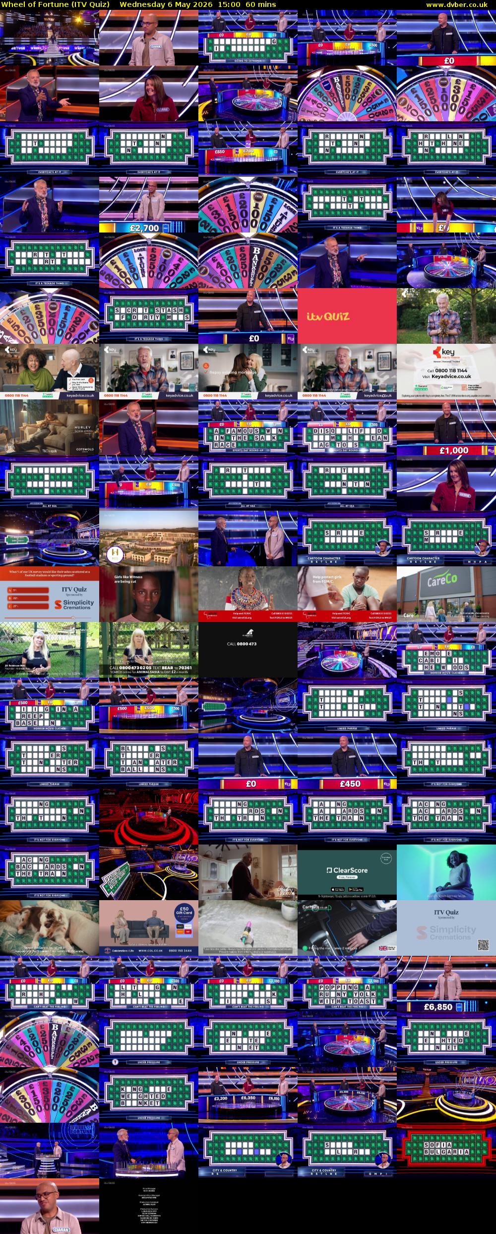 Wheel of Fortune (ITV Quiz) Wednesday 6 May 2026 15:00 - 16:00