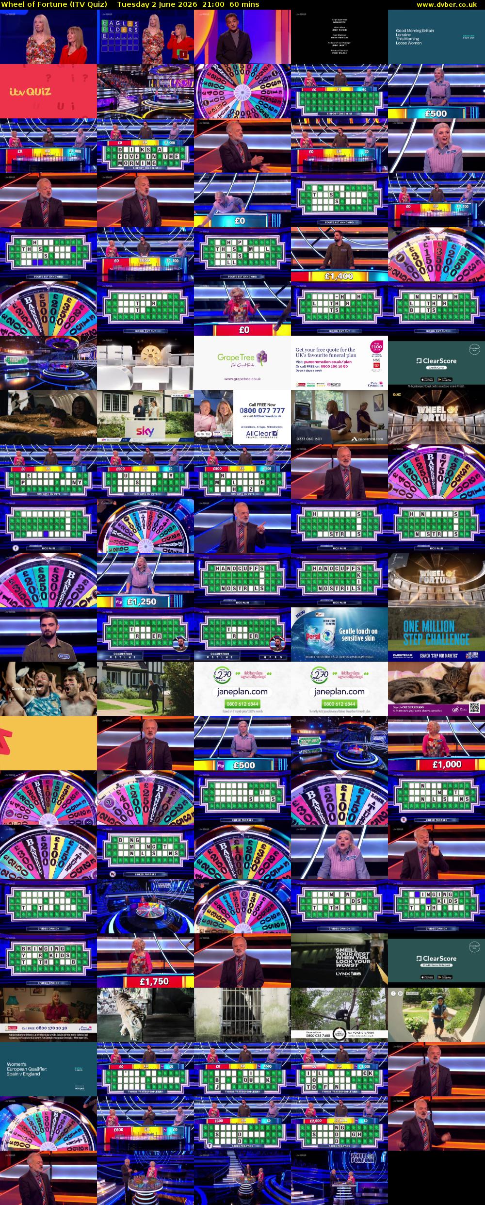 Wheel of Fortune (ITV Quiz) Tuesday 2 June 2026 21:00 - 22:00