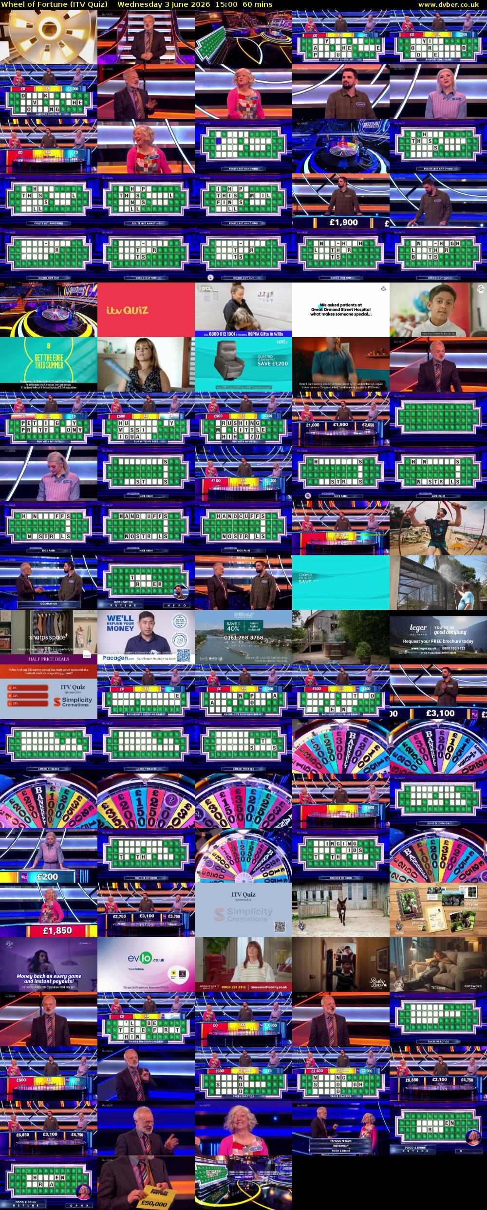 Wheel of Fortune (ITV Quiz) Wednesday 3 June 2026 15:00 - 16:00