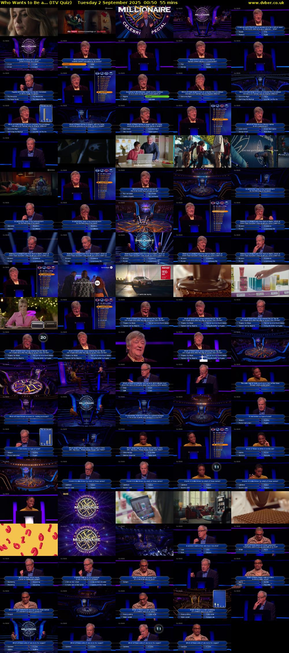 Who Wants to Be a... (ITV Quiz) Tuesday 2 September 2025 00:50 - 01:45