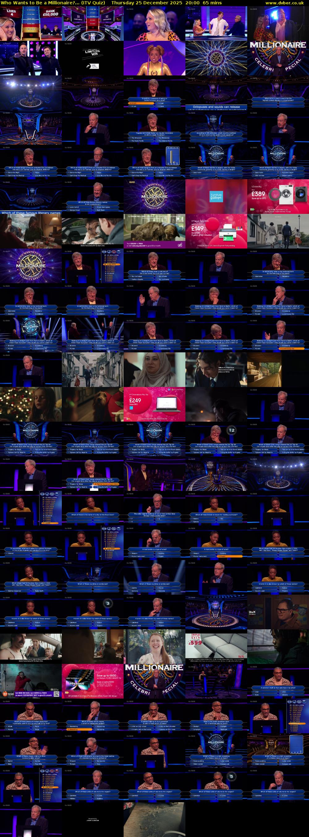 Who Wants to Be a Millionaire?... (ITV Quiz) Thursday 25 December 2025 20:00 - 21:05