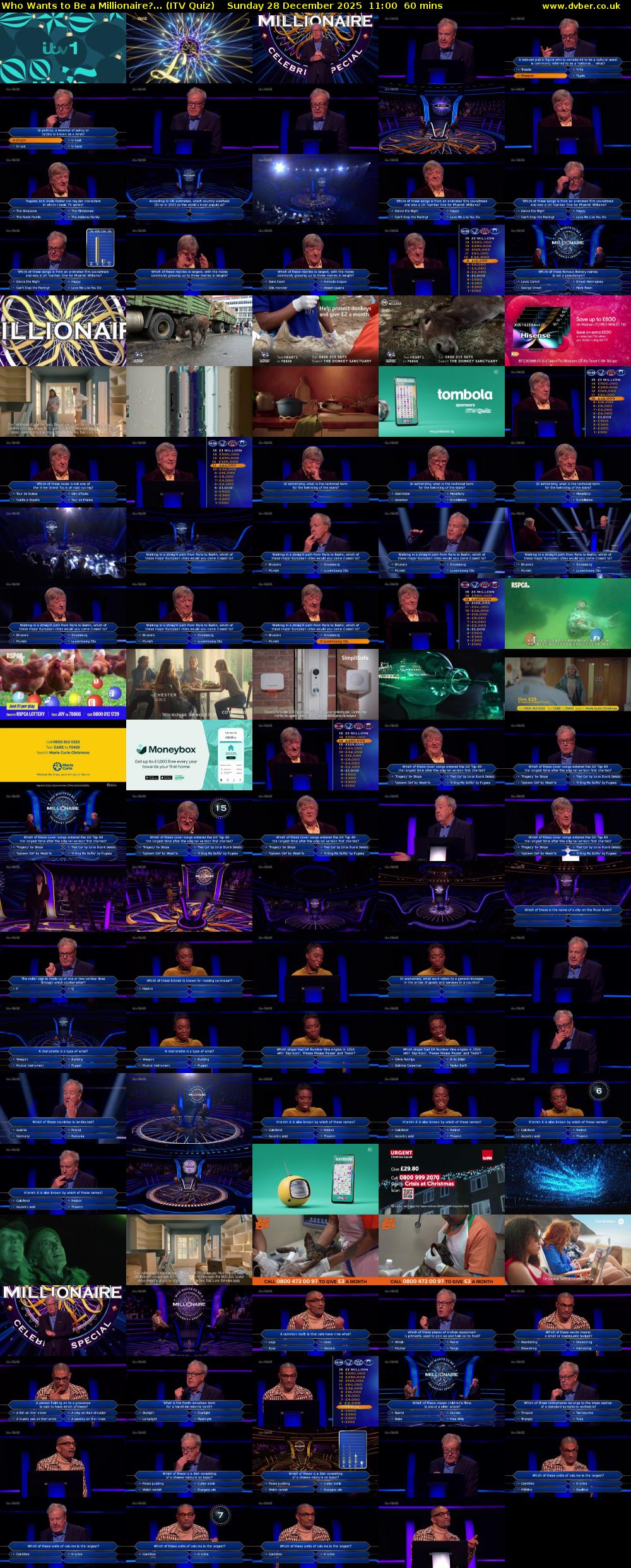 Who Wants to Be a Millionaire?... (ITV Quiz) Sunday 28 December 2025 11:00 - 12:00