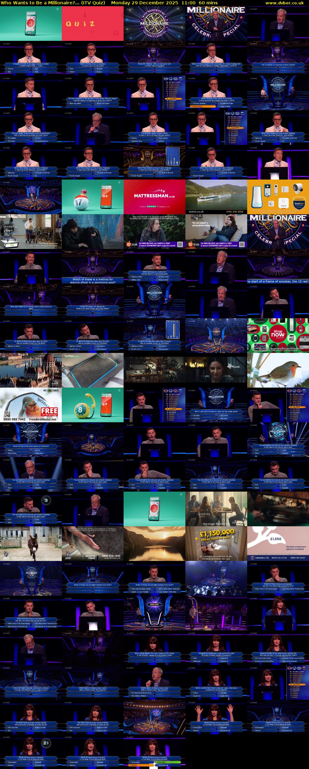 Who Wants to Be a Millionaire?... (ITV Quiz) Monday 29 December 2025 11:00 - 12:00