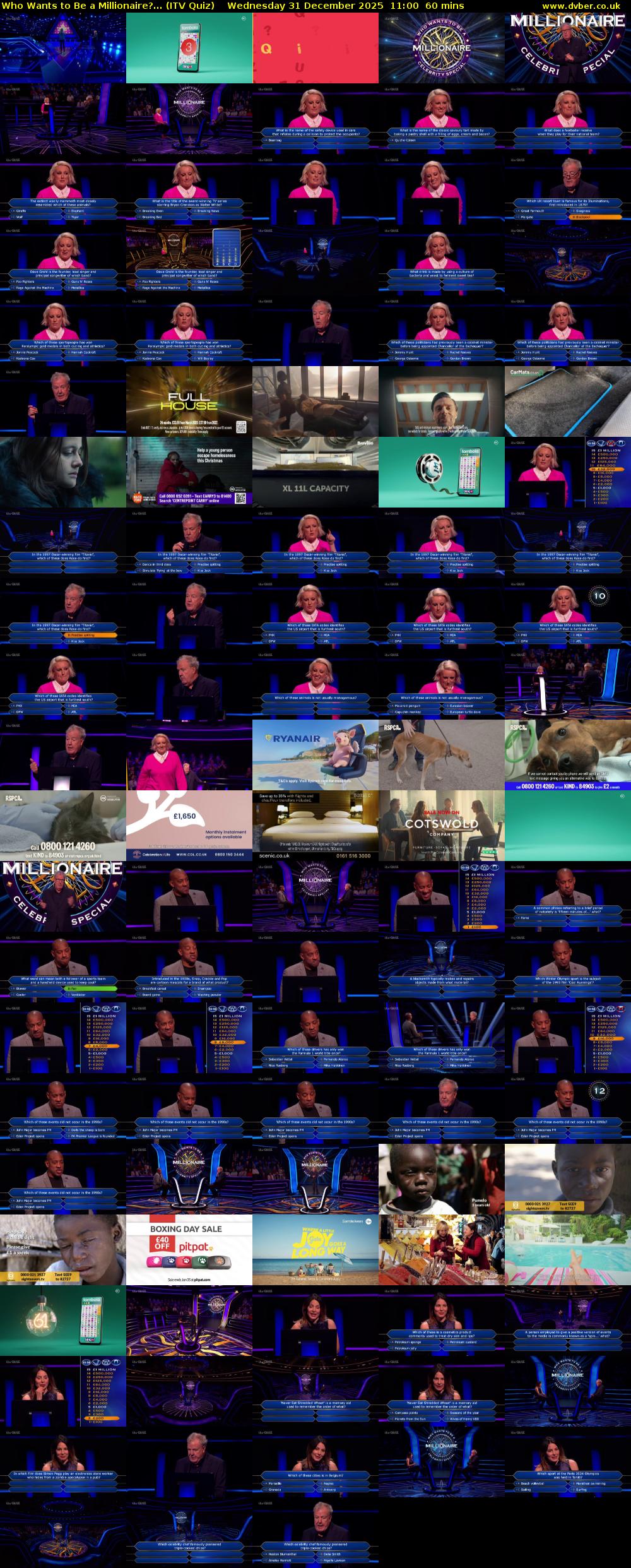 Who Wants to Be a Millionaire?... (ITV Quiz) Wednesday 31 December 2025 11:00 - 12:00