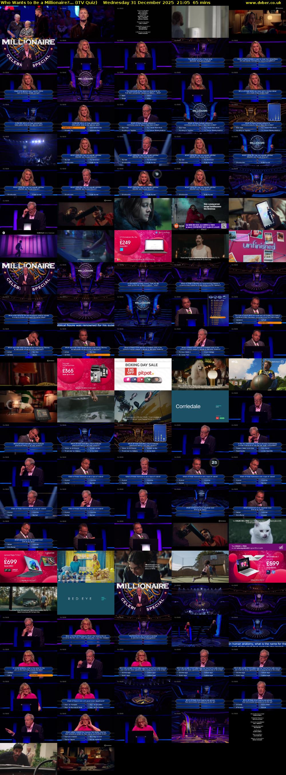 Who Wants to Be a Millionaire?... (ITV Quiz) Wednesday 31 December 2025 21:05 - 22:10