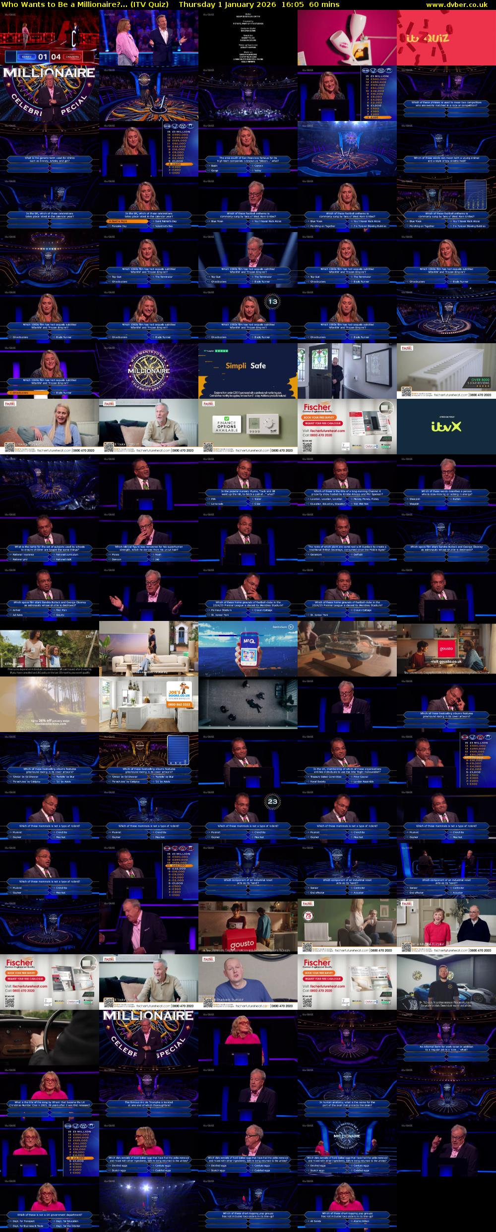 Who Wants to Be a Millionaire?... (ITV Quiz) Thursday 1 January 2026 16:05 - 17:05