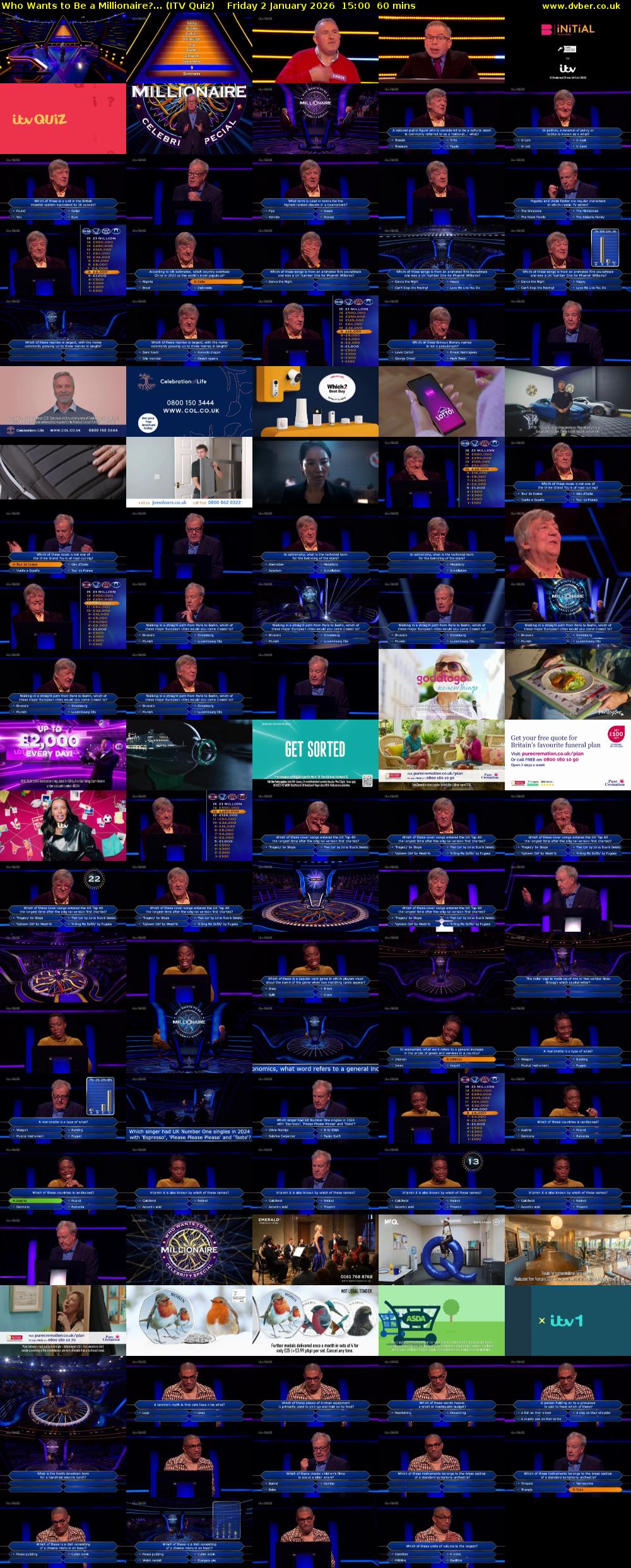 Who Wants to Be a Millionaire?... (ITV Quiz) Friday 2 January 2026 15:00 - 16:00