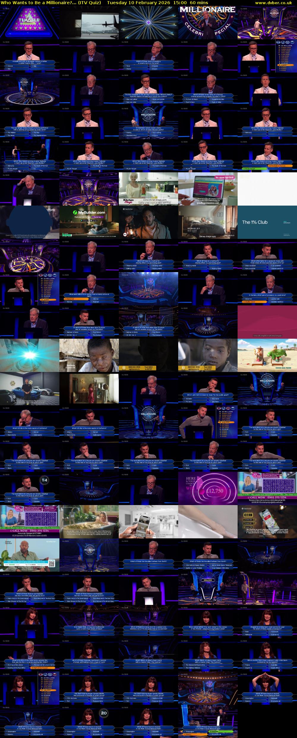 Who Wants to Be a Millionaire?... (ITV Quiz) Tuesday 10 February 2026 15:00 - 16:00