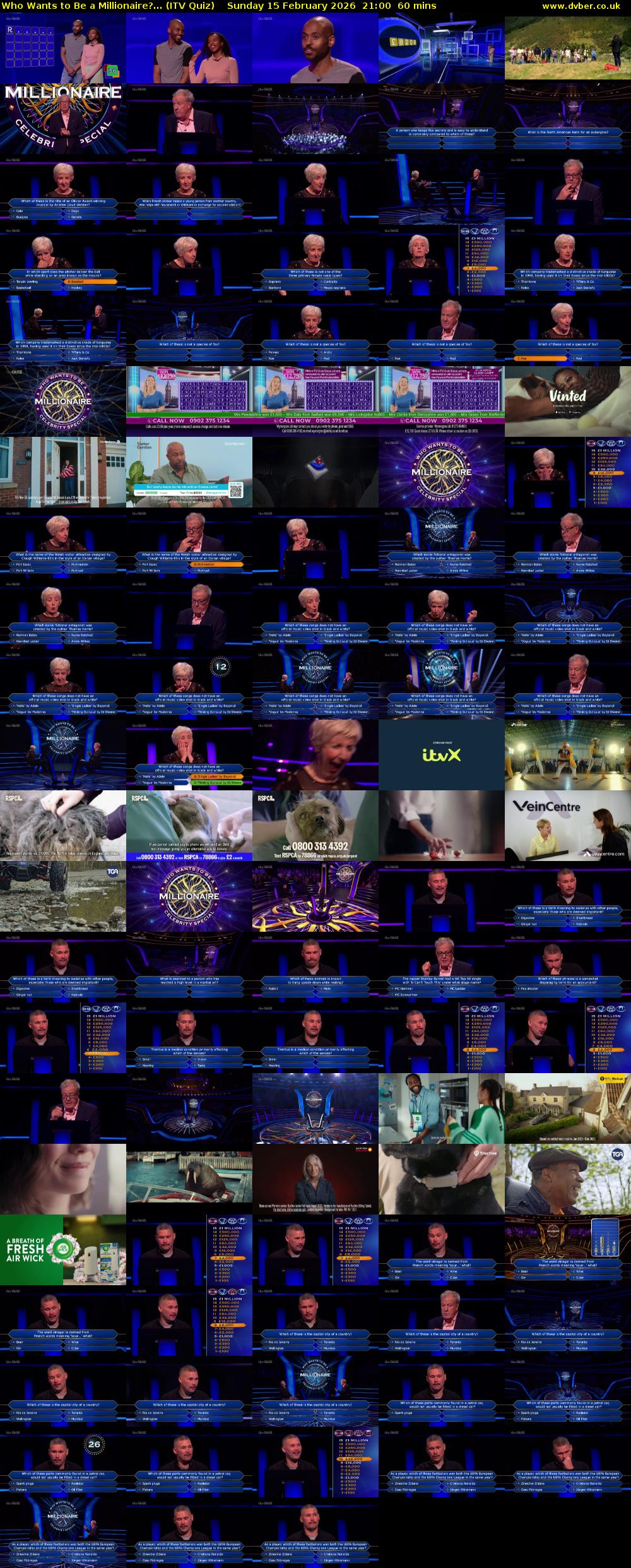 Who Wants to Be a Millionaire?... (ITV Quiz) Sunday 15 February 2026 21:00 - 22:00