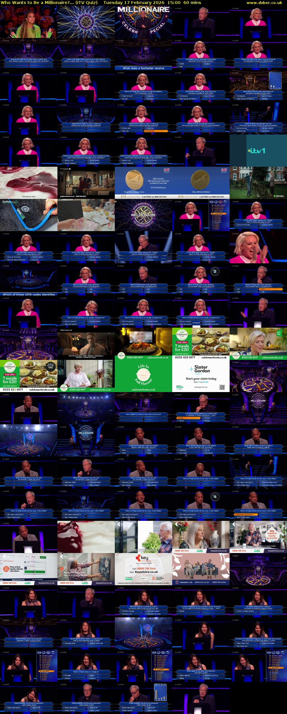 Who Wants to Be a Millionaire?... (ITV Quiz) Tuesday 17 February 2026 15:00 - 16:00