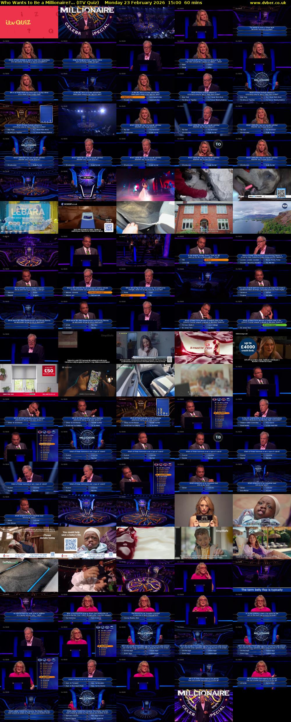 Who Wants to Be a Millionaire?... (ITV Quiz) Monday 23 February 2026 15:00 - 16:00