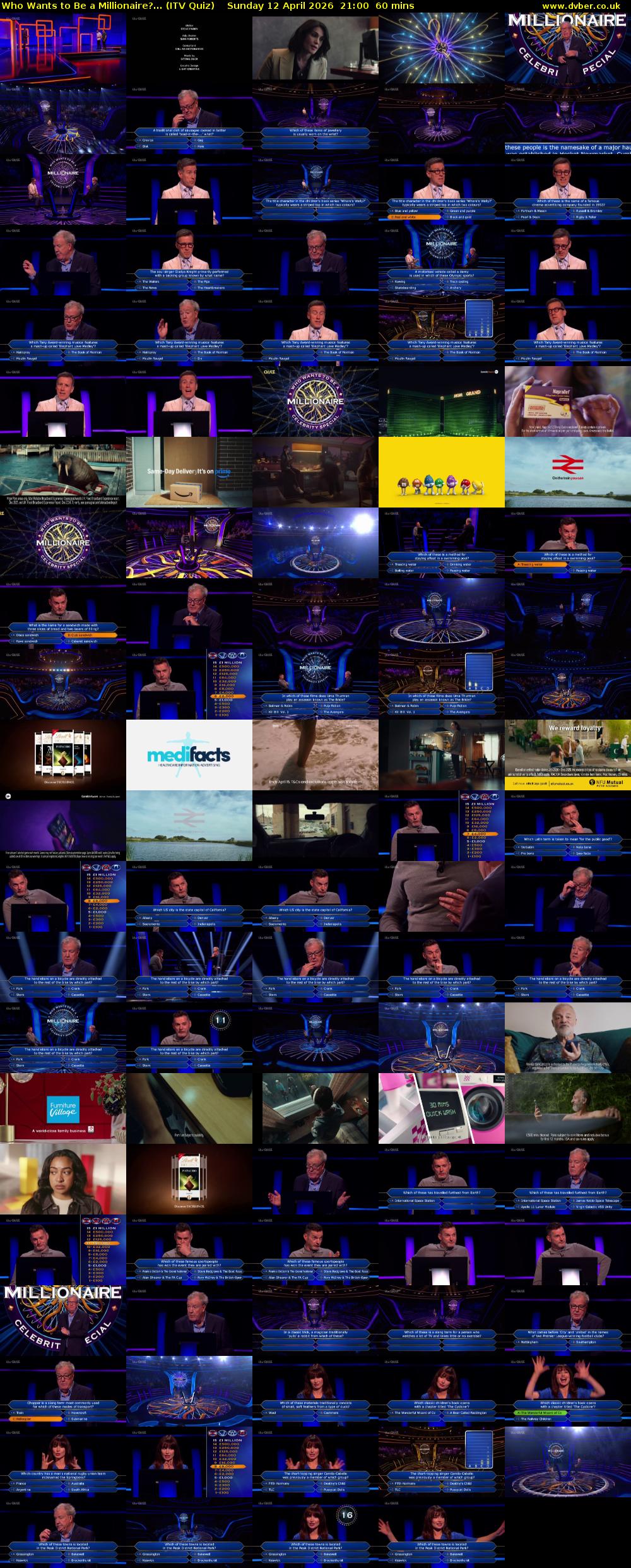 Who Wants to Be a Millionaire?... (ITV Quiz) Sunday 12 April 2026 21:00 - 22:00