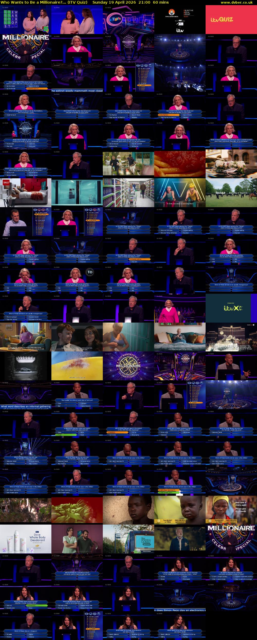 Who Wants to Be a Millionaire?... (ITV Quiz) Sunday 19 April 2026 21:00 - 22:00
