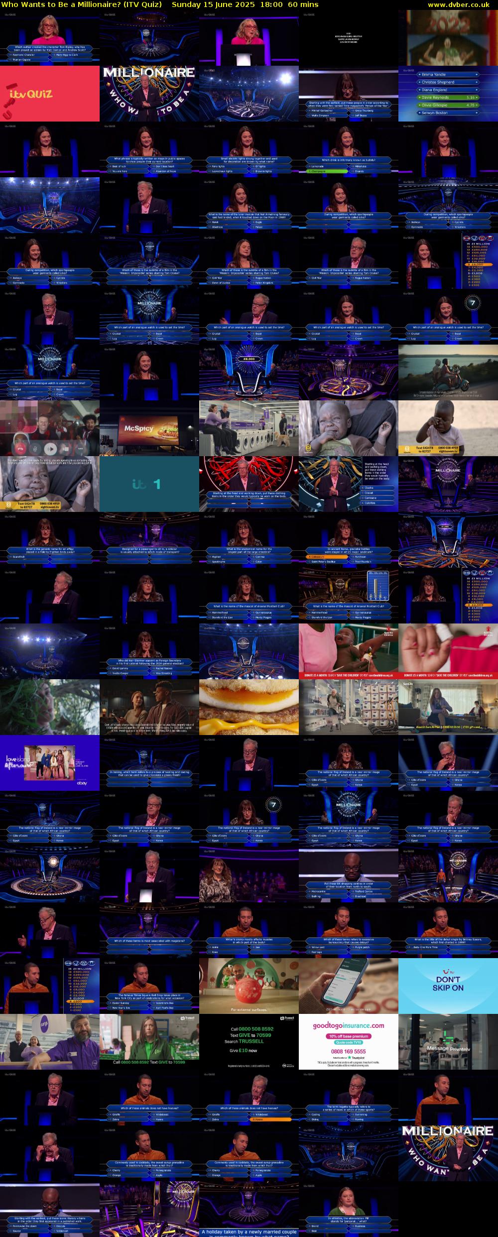 Who Wants to Be a Millionaire? (ITV Quiz) Sunday 15 June 2025 18:00 - 19:00