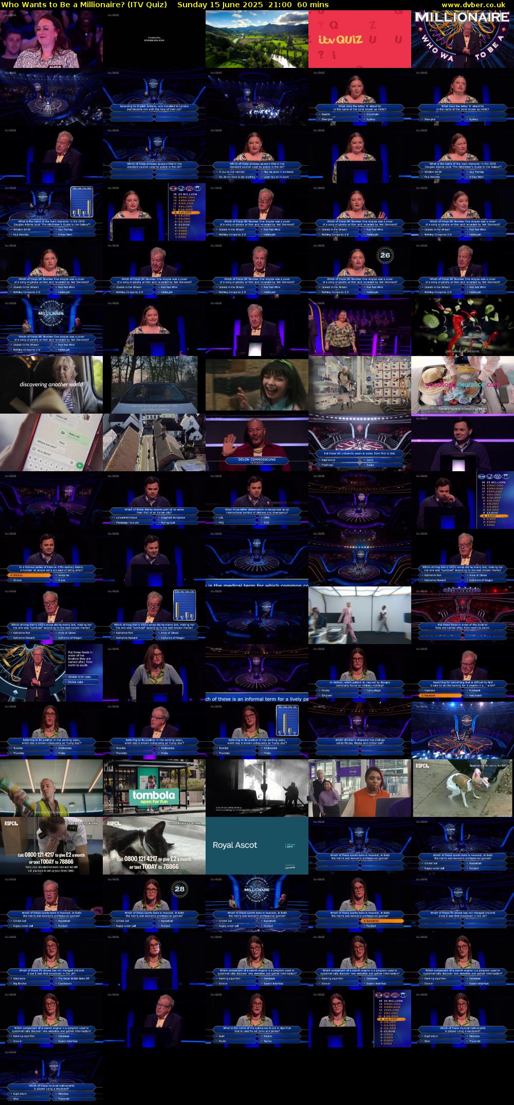 Who Wants to Be a Millionaire? (ITV Quiz) Sunday 15 June 2025 21:00 - 22:00