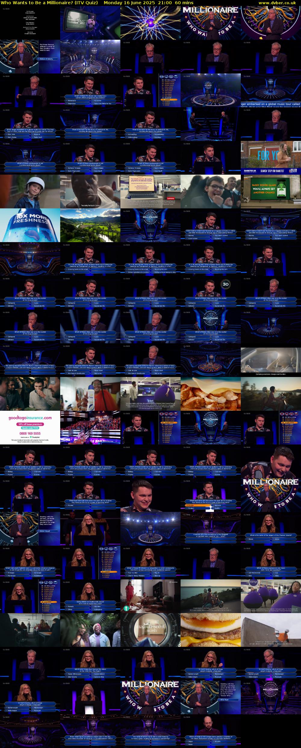 Who Wants to Be a Millionaire? (ITV Quiz) Monday 16 June 2025 21:00 - 22:00