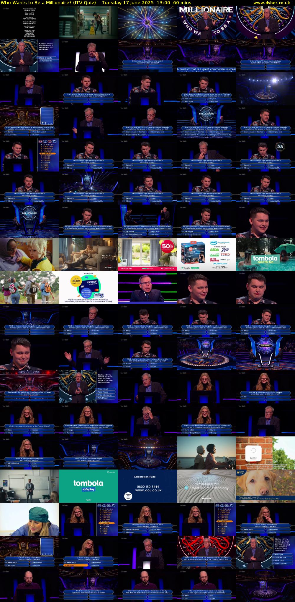 Who Wants to Be a Millionaire? (ITV Quiz) Tuesday 17 June 2025 13:00 - 14:00