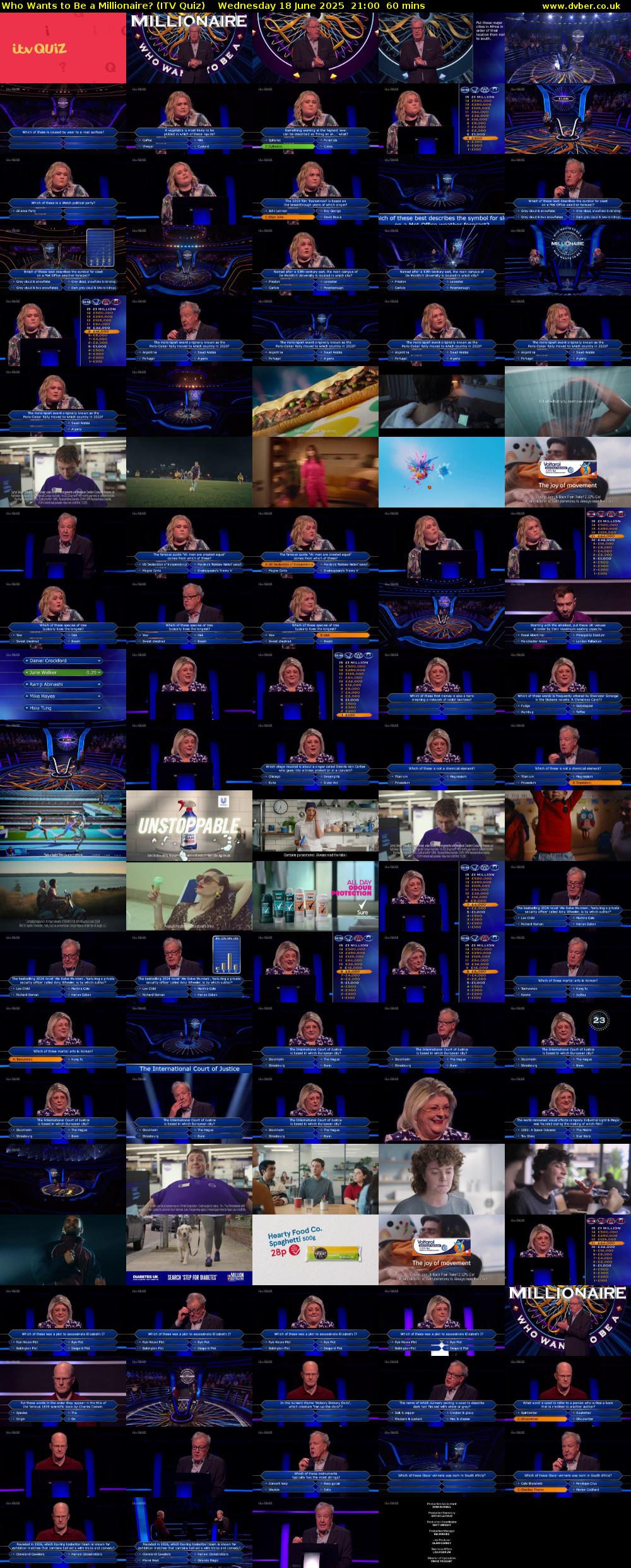 Who Wants to Be a Millionaire? (ITV Quiz) Wednesday 18 June 2025 21:00 - 22:00