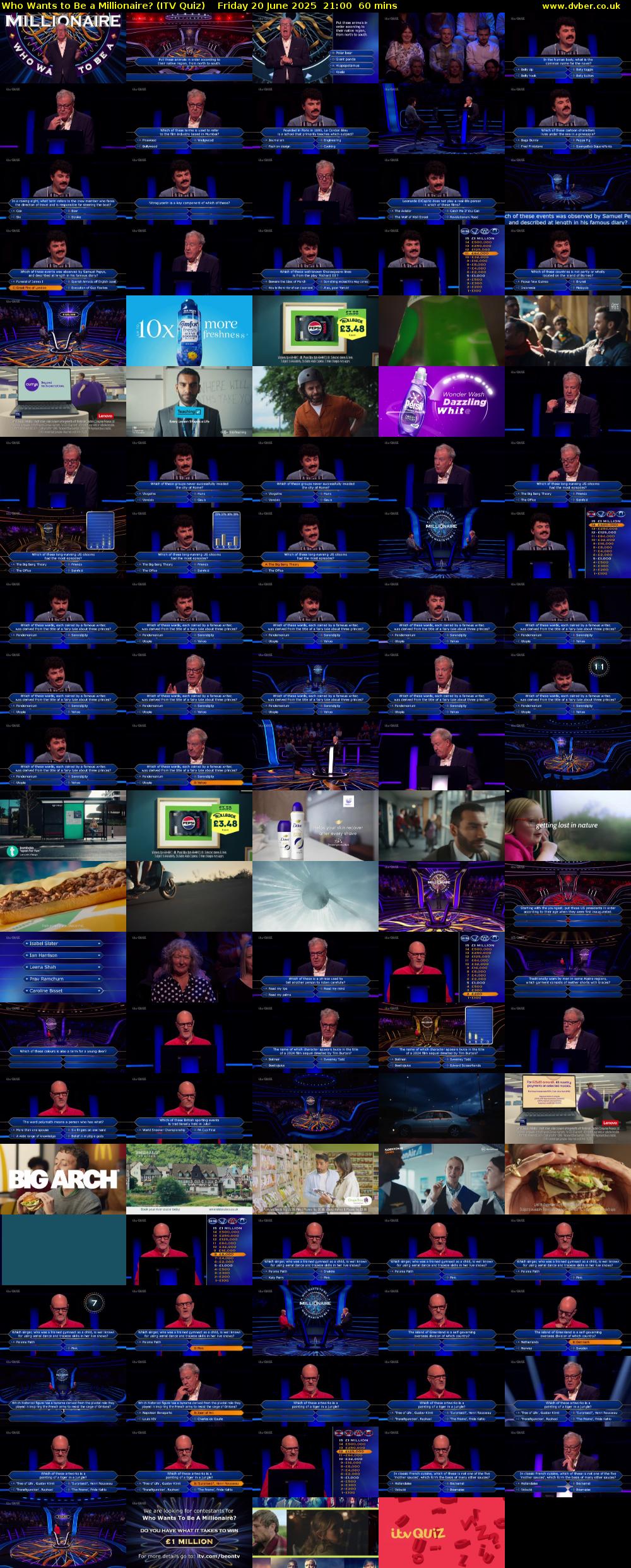 Who Wants to Be a Millionaire? (ITV Quiz) Friday 20 June 2025 21:00 - 22:00