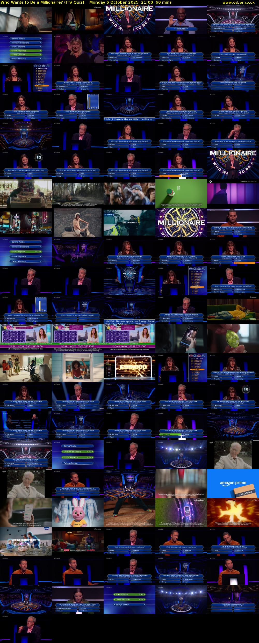 Who Wants to Be a Millionaire? (ITV Quiz) Monday 6 October 2025 21:00 - 22:00