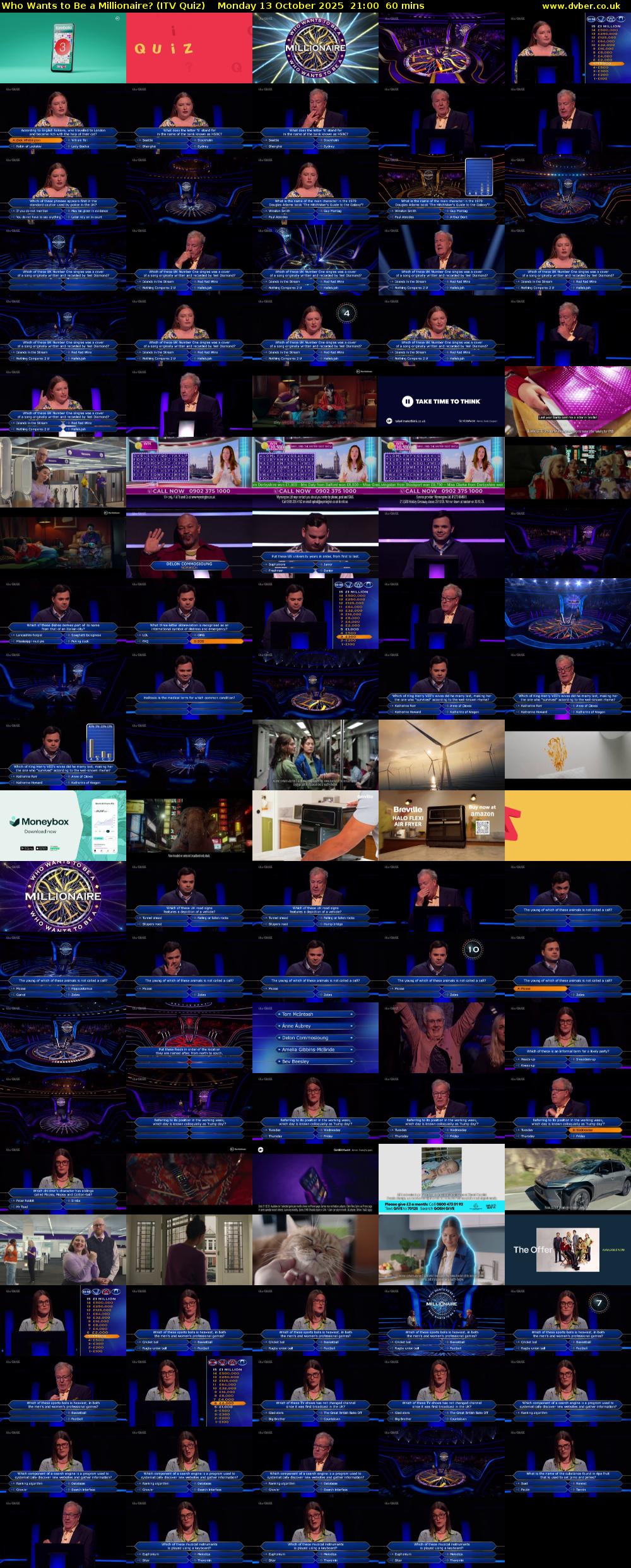 Who Wants to Be a Millionaire? (ITV Quiz) Monday 13 October 2025 21:00 - 22:00