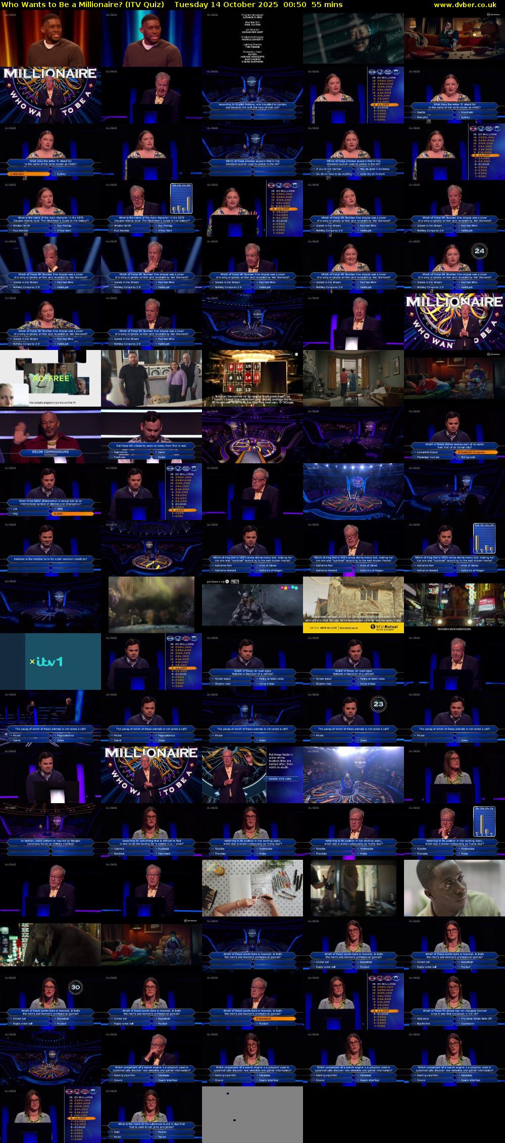 Who Wants to Be a Millionaire? (ITV Quiz) Tuesday 14 October 2025 00:50 - 01:45