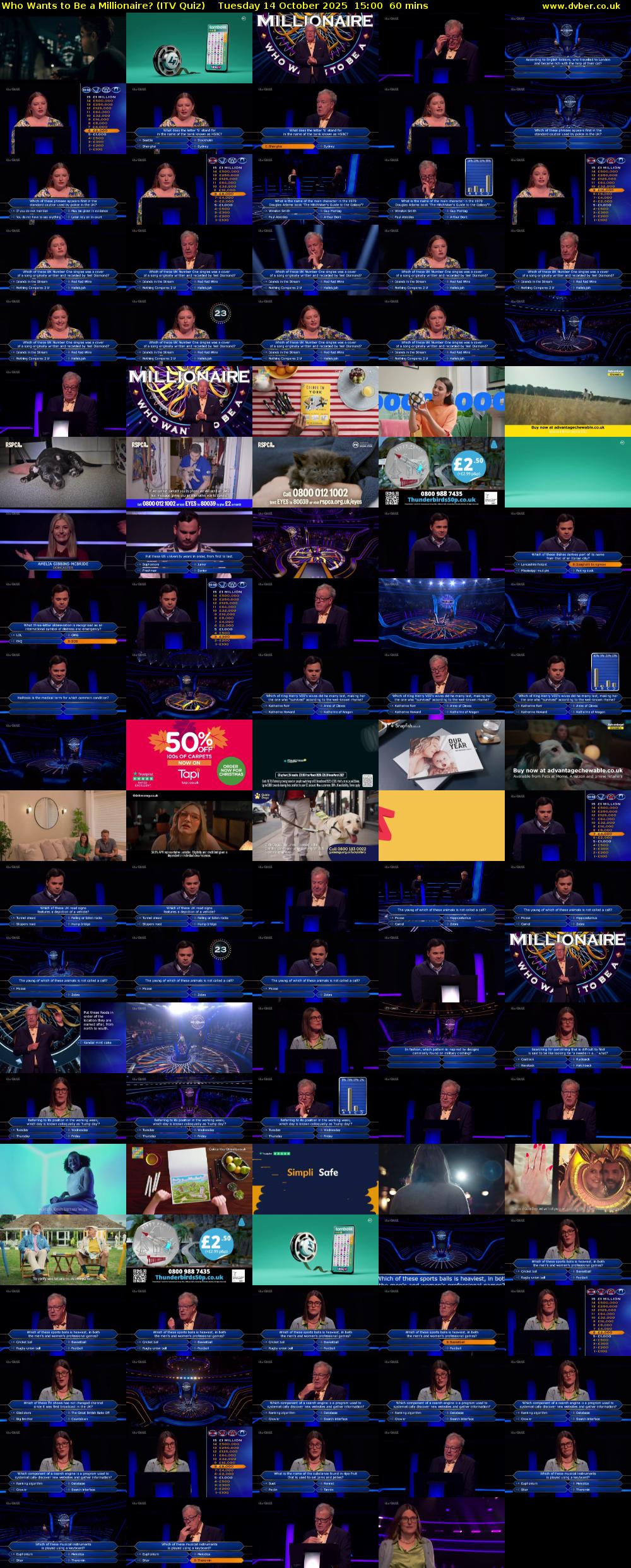 Who Wants to Be a Millionaire? (ITV Quiz) Tuesday 14 October 2025 15:00 - 16:00