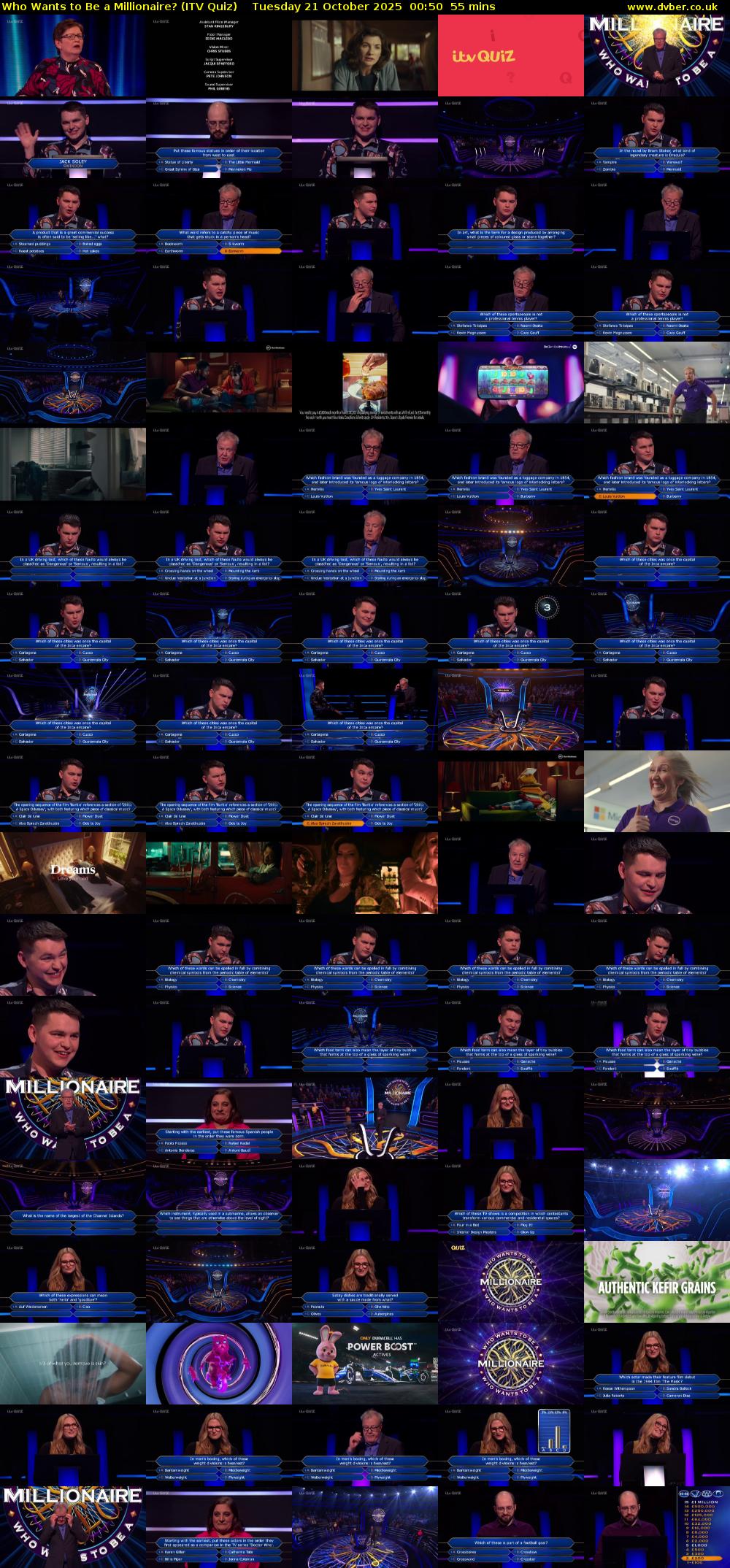 Who Wants to Be a Millionaire? (ITV Quiz) Tuesday 21 October 2025 00:50 - 01:45