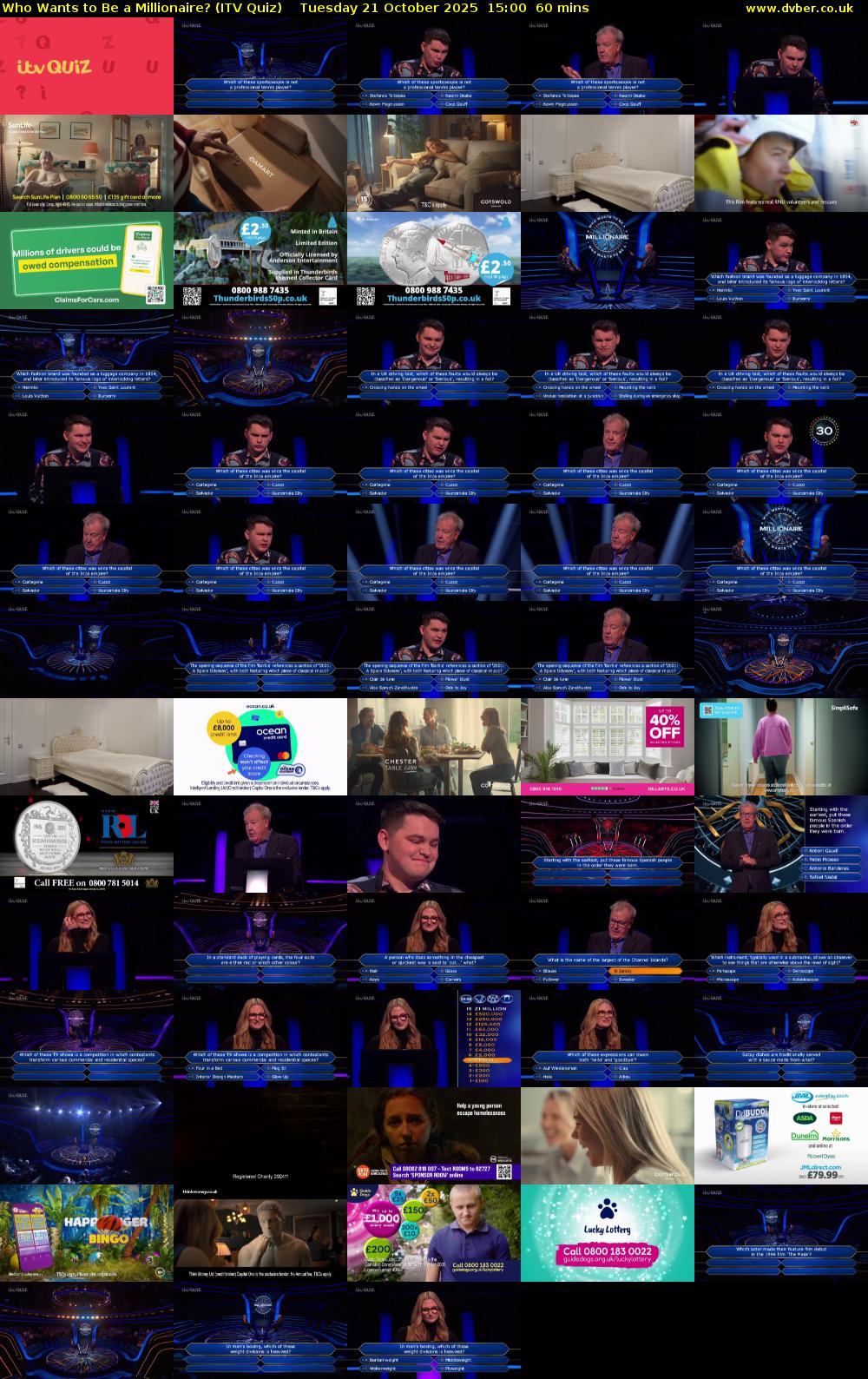 Who Wants to Be a Millionaire? (ITV Quiz) Tuesday 21 October 2025 15:00 - 16:00