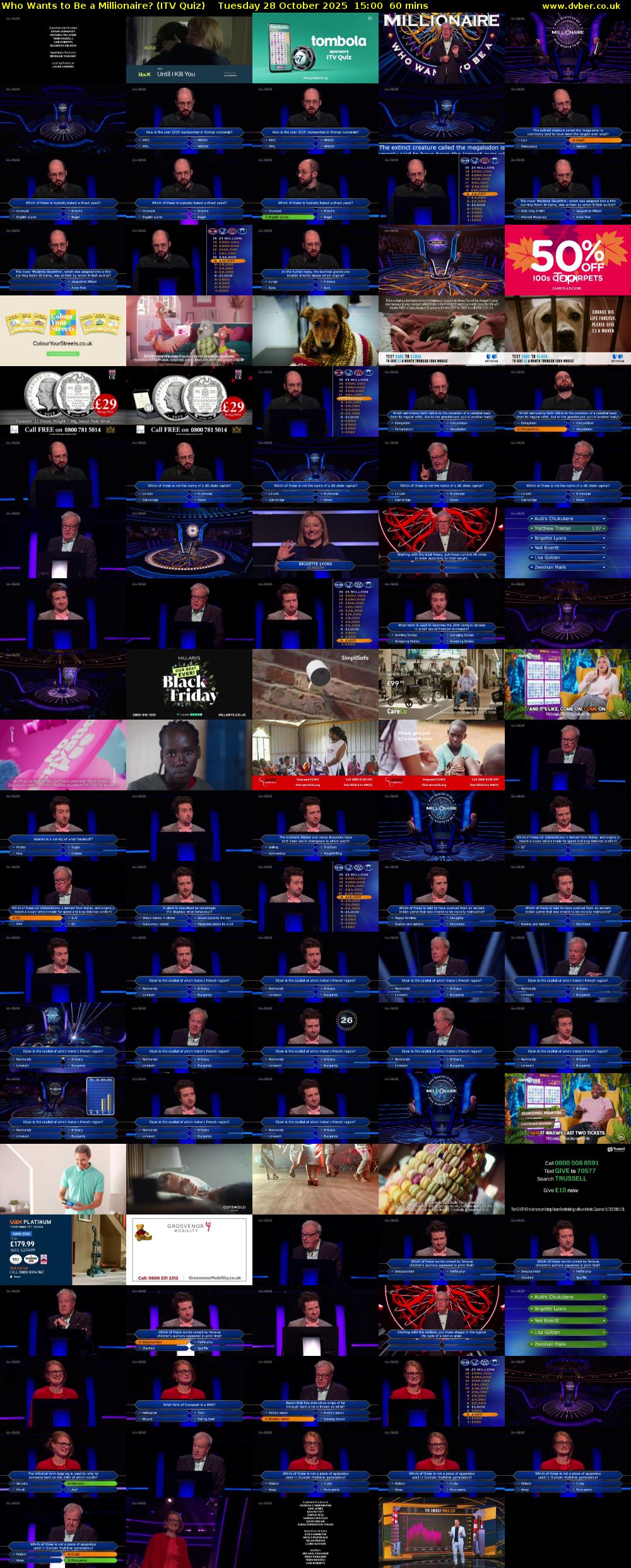 Who Wants to Be a Millionaire? (ITV Quiz) Tuesday 28 October 2025 15:00 - 16:00