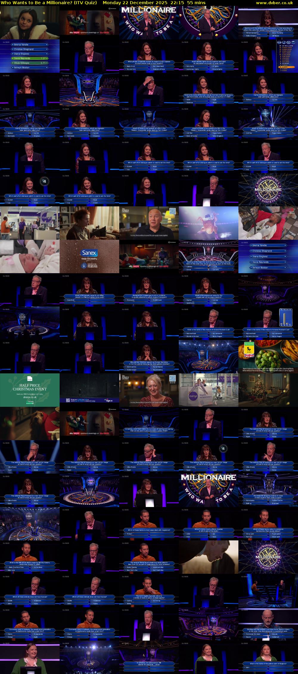Who Wants to Be a Millionaire? (ITV Quiz) Monday 22 December 2025 22:15 - 23:10