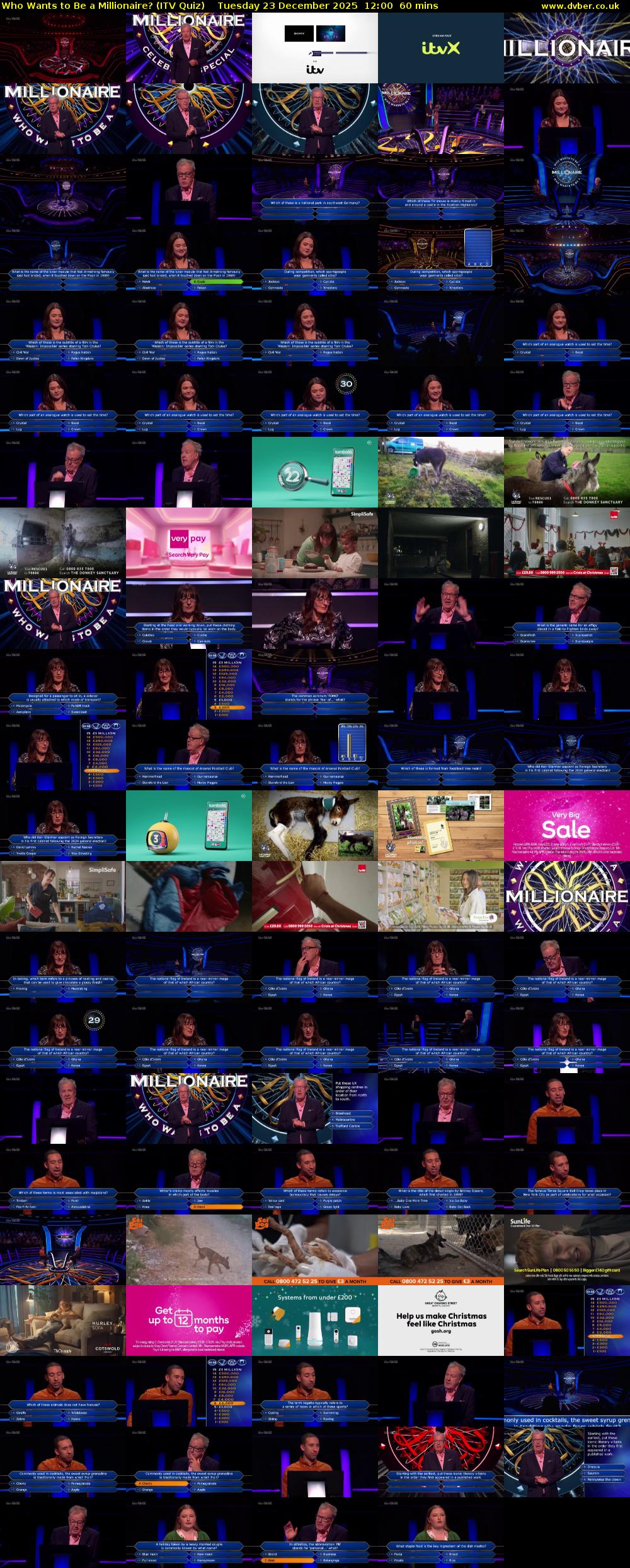 Who Wants to Be a Millionaire? (ITV Quiz) Tuesday 23 December 2025 12:00 - 13:00