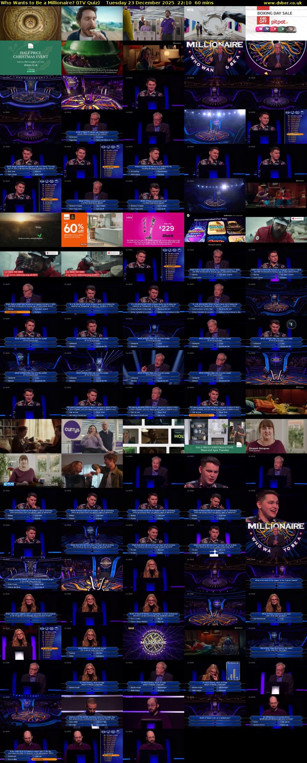 Who Wants to Be a Millionaire? (ITV Quiz) Tuesday 23 December 2025 22:10 - 23:10
