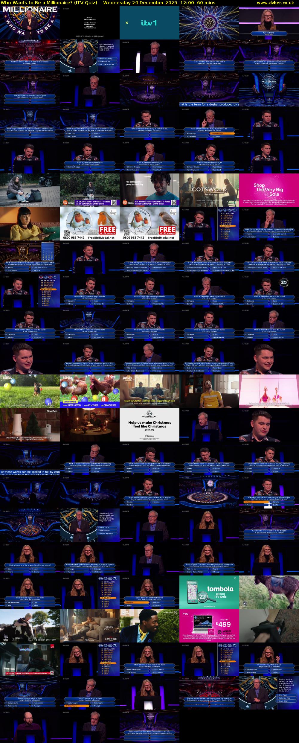 Who Wants to Be a Millionaire? (ITV Quiz) Wednesday 24 December 2025 12:00 - 13:00