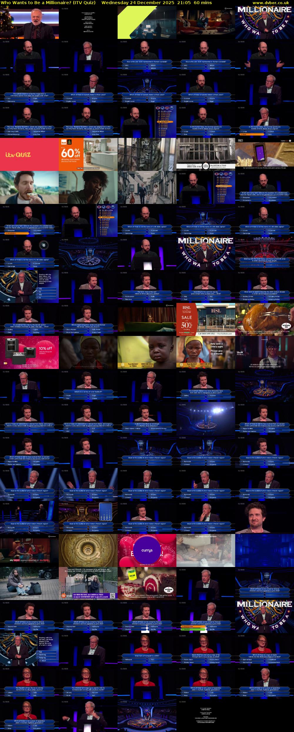 Who Wants to Be a Millionaire? (ITV Quiz) Wednesday 24 December 2025 21:05 - 22:05