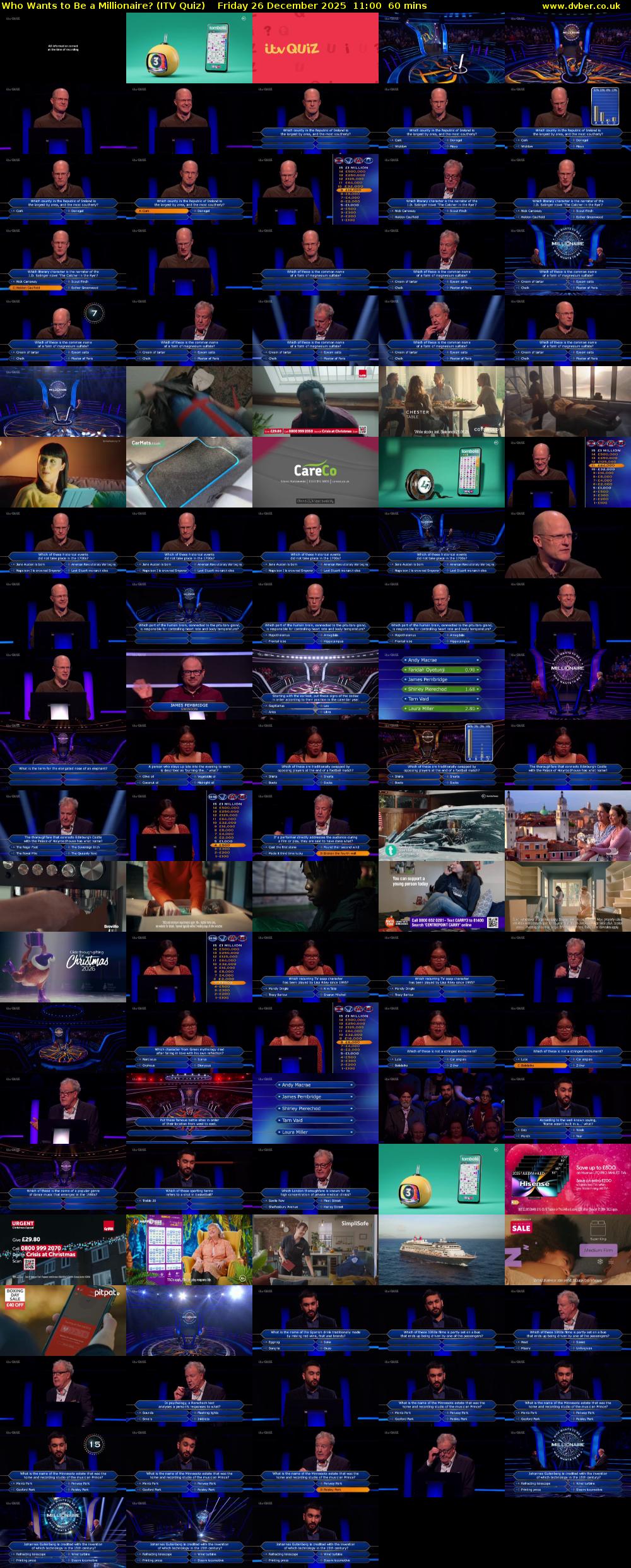 Who Wants to Be a Millionaire? (ITV Quiz) Friday 26 December 2025 11:00 - 12:00