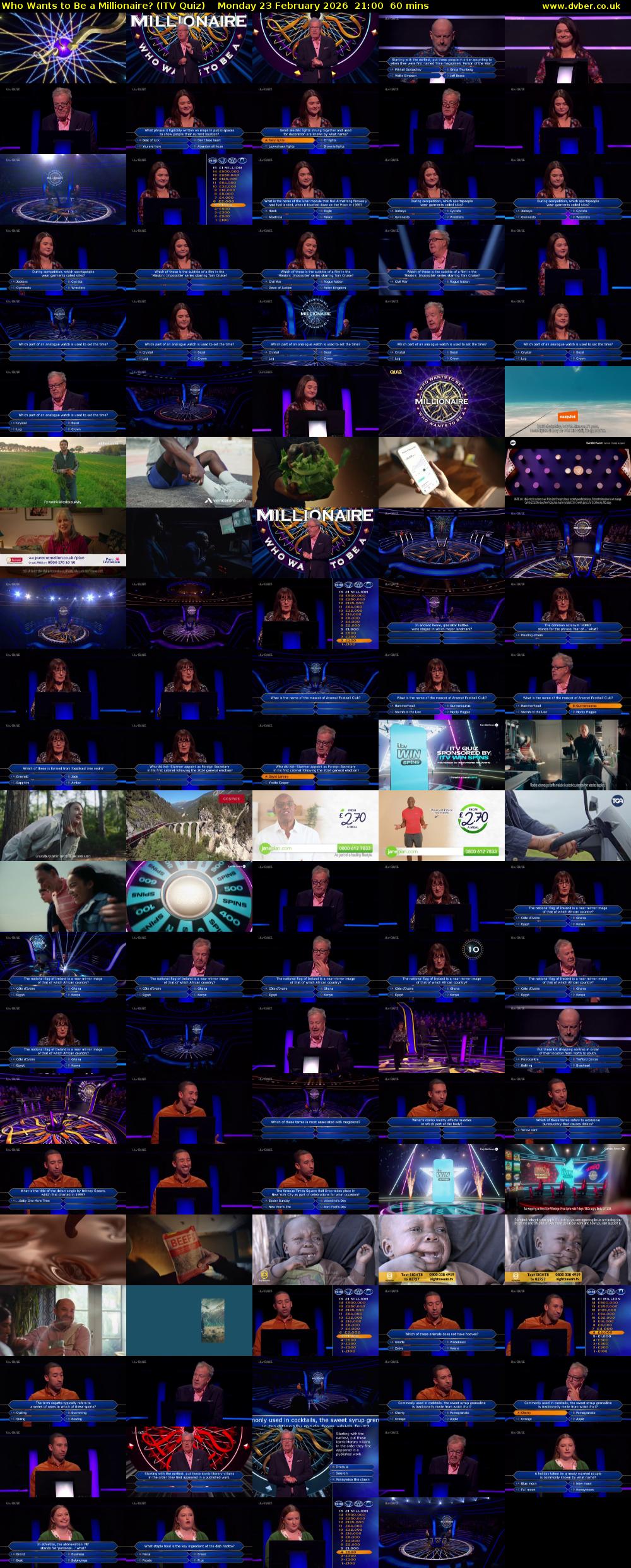 Who Wants to Be a Millionaire? (ITV Quiz) Monday 23 February 2026 21:00 - 22:00