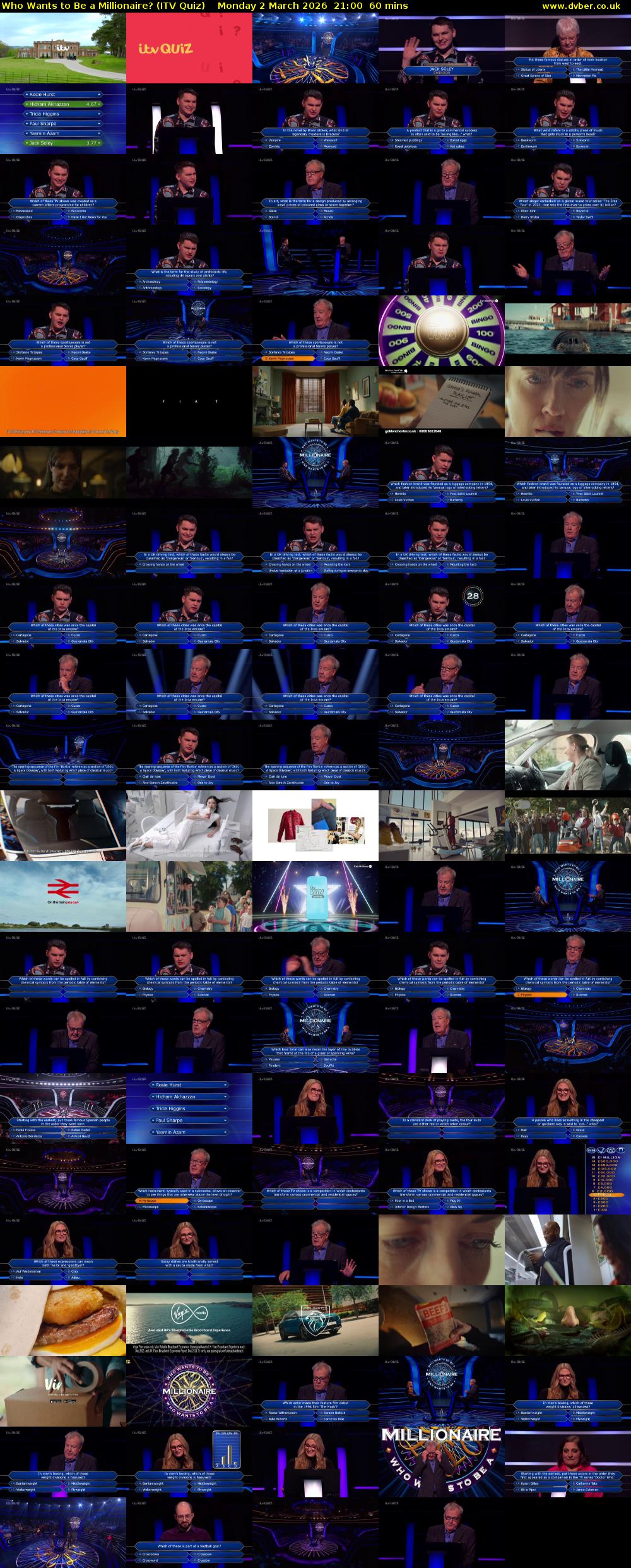 Who Wants to Be a Millionaire? (ITV Quiz) Monday 2 March 2026 21:00 - 22:00