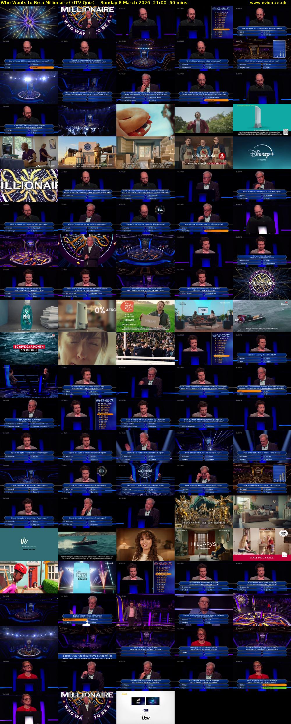 Who Wants to Be a Millionaire? (ITV Quiz) Sunday 8 March 2026 21:00 - 22:00