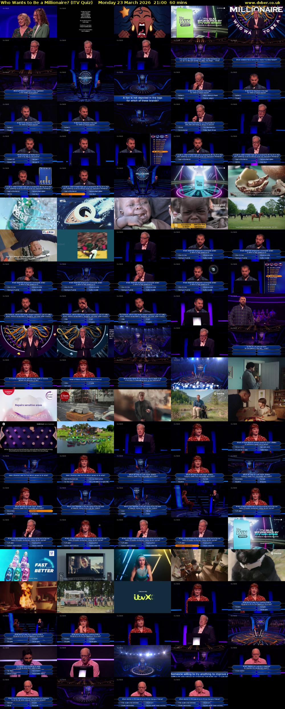 Who Wants to Be a Millionaire? (ITV Quiz) Monday 23 March 2026 21:00 - 22:00