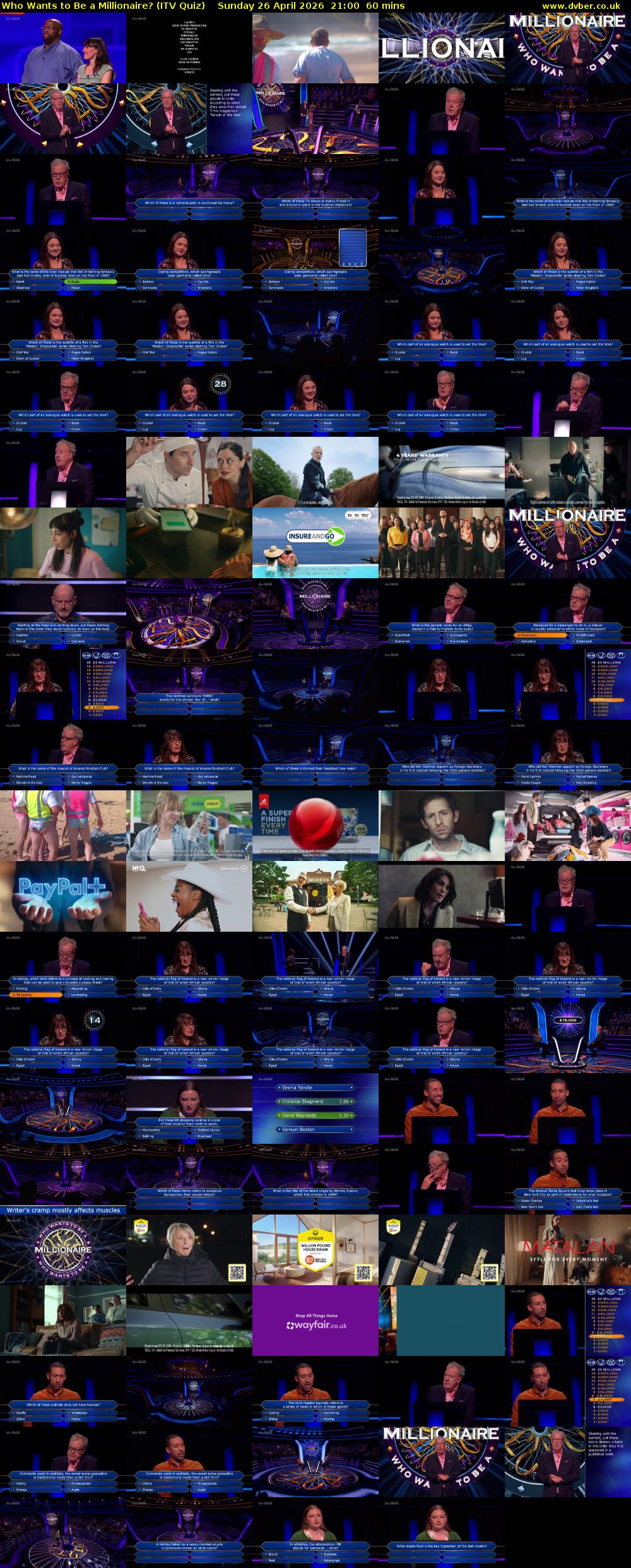Who Wants to Be a Millionaire? (ITV Quiz) Sunday 26 April 2026 21:00 - 22:00
