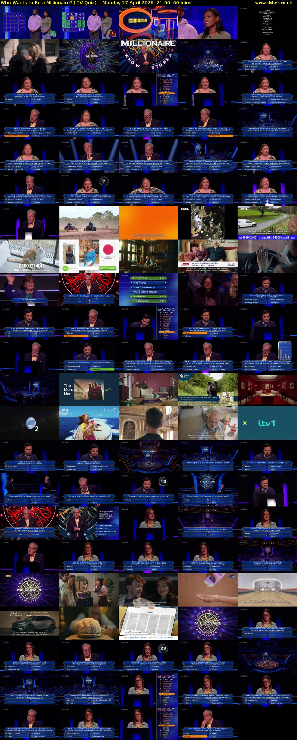 Who Wants to Be a Millionaire? (ITV Quiz) Monday 27 April 2026 21:00 - 22:00