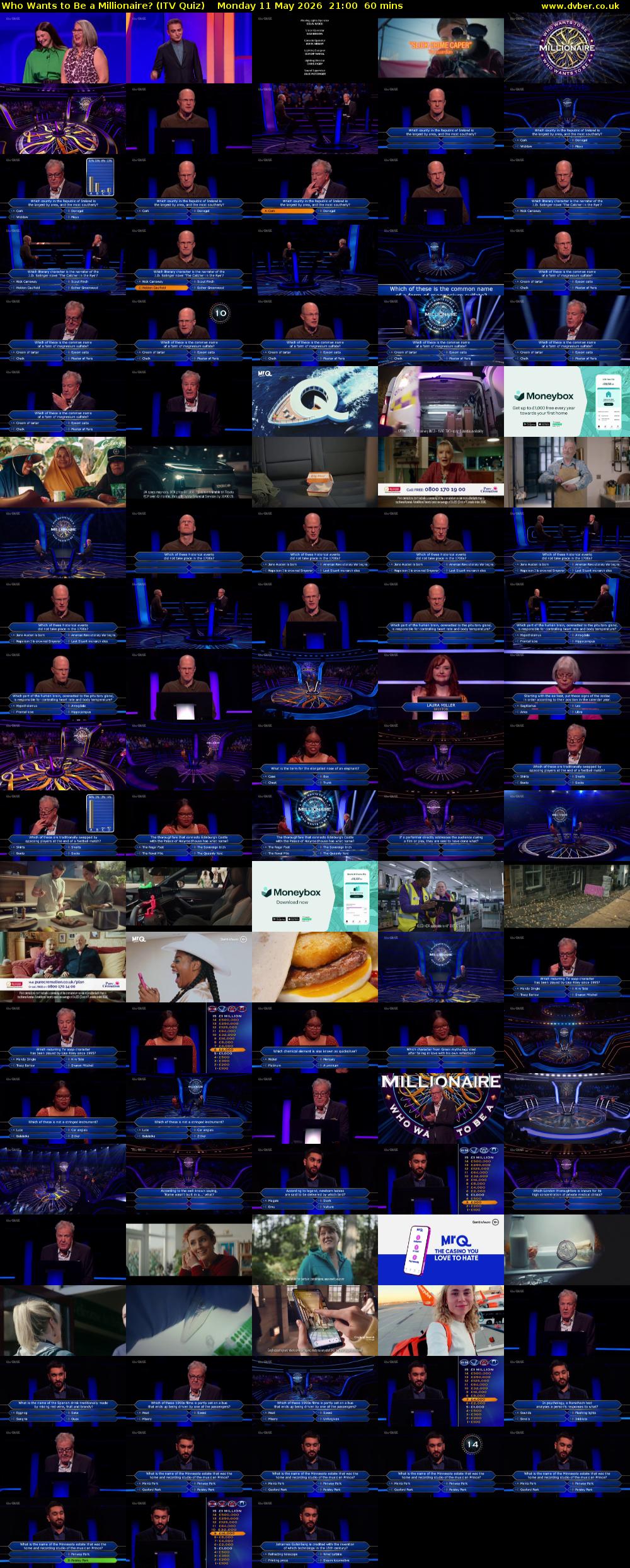 Who Wants to Be a Millionaire? (ITV Quiz) Monday 11 May 2026 21:00 - 22:00